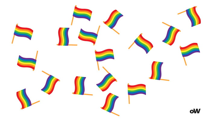 Am i gay quiz. 18 waving lgbt flags on a white background turned in different directions