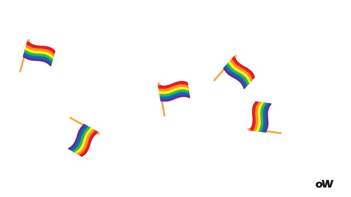 Am i gay quiz. 5 waving lgbt flags on a white background
