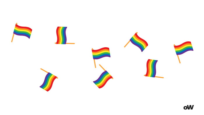 Am i gay quiz. 8 waving lgbt flags on a white background